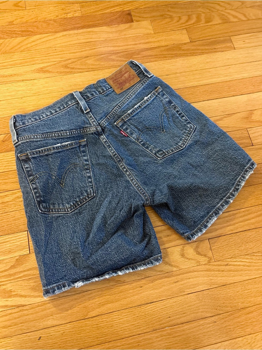Levi's Premium 501 Denim Jean Shorts -Medium Blue Wash, Distressed